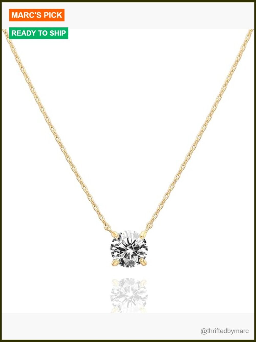 14K Gold Plated 1.5 Carat CZ Dainty Choker Necklace
